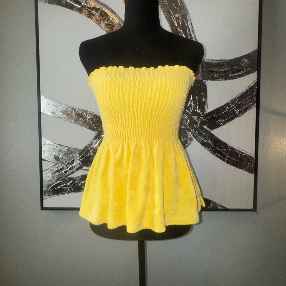 RAVE Yellow Terry Cloth Strapless Tube Top